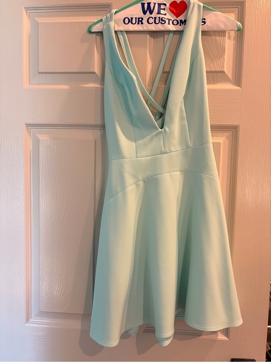 NBD Dresses & Skirts - NBD Light Mint V-Neck Mini Dress with Crisscross Back